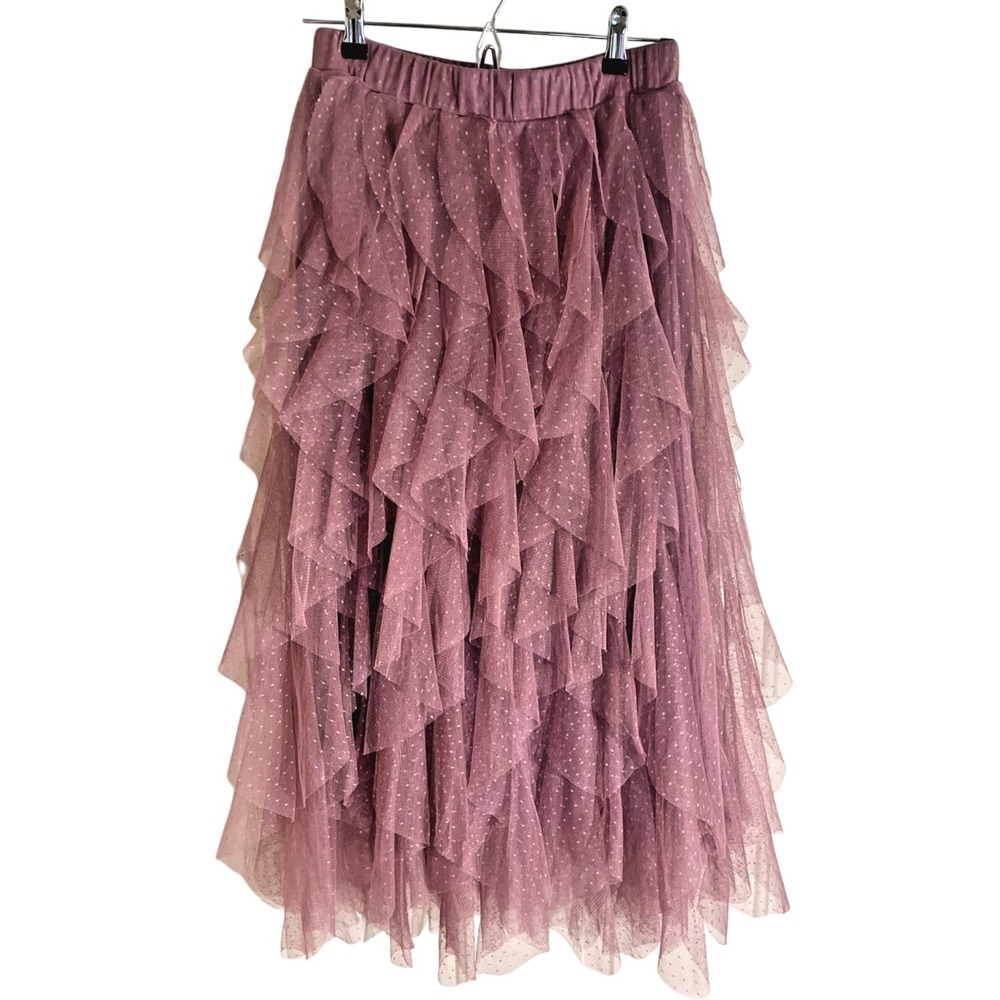 Altar'd State Dusty Rose Nia Tulle Waterfall Skirt Swiss Dot Fairycore - Sz XS